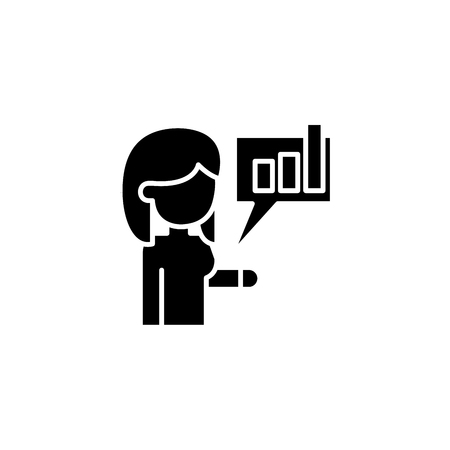 Informing about achievements black icon concept. Informing about achievements flat  vector symbol, sign, illustration.のイラスト素材