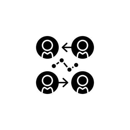 Interactions with customers black icon concept. Interactions with customers flat  vector symbol, sign, illustration.のイラスト素材