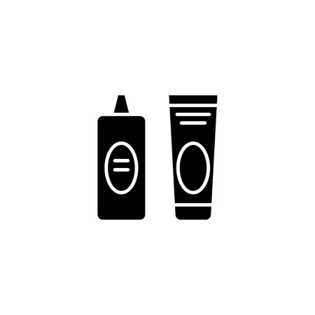 Lotions black icon concept. Lotions flat  vector symbol, sign, illustration.のイラスト素材