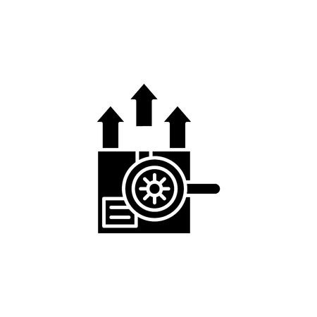 Manufacturing analytics black icon concept. Manufacturing analytics flat  vector symbol, sign, illustration.のイラスト素材