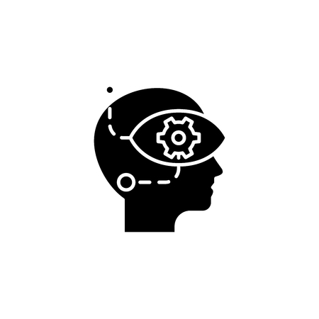 Marketing research black icon concept. Marketing research flat  vector symbol, sign, illustration.のイラスト素材