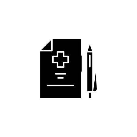 Medical prescription black icon concept. Medical prescription flat  vector symbol, sign, illustration.のイラスト素材