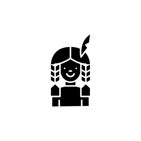 Native american black icon concept. Native american flat  vector symbol, sign, illustration.のイラスト素材