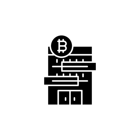 Mining farm black icon concept. Mining farm flat  vector symbol, sign, illustration.のイラスト素材