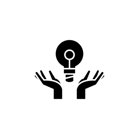 New idea black icon concept. New idea flat  vector symbol, sign, illustration.のイラスト素材