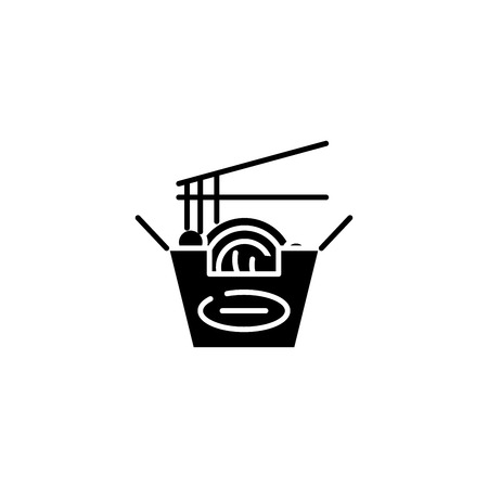 Noodles black icon concept. Noodles flat  vector symbol, sign, illustration.のイラスト素材