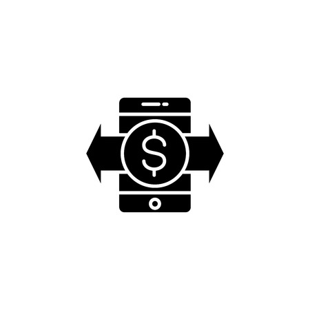 Money transfer black icon concept. Money transfer flat  vector symbol, sign, illustration.のイラスト素材