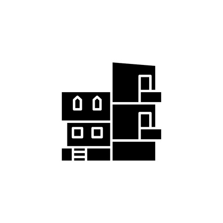 Modern villa black icon concept. Modern villa flat  vector symbol, sign, illustration.のイラスト素材
