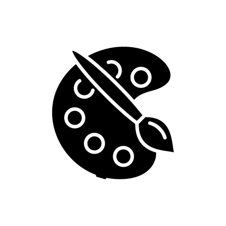 Oil paints black icon concept. Oil paints flat  vector symbol, sign, illustration.のイラスト素材