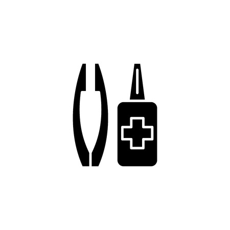 Plaster bandage black icon concept. Plaster bandage flat  vector symbol, sign, illustration.のイラスト素材