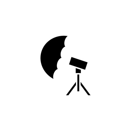 Photo umbrella black icon concept. Photo umbrella flat  vector symbol, sign, illustration.のイラスト素材