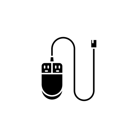 Pc mouse black icon concept. Pc mouse flat  vector symbol, sign, illustration.のイラスト素材