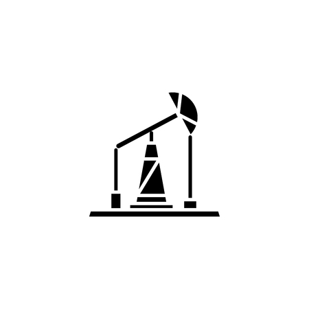 Pumping unit black icon concept. Pumping unit flat  vector symbol, sign, illustration.のイラスト素材