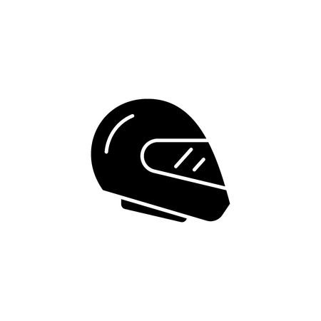 Racing helmet black icon concept. Racing helmet flat  vector symbol, sign, illustration.のイラスト素材