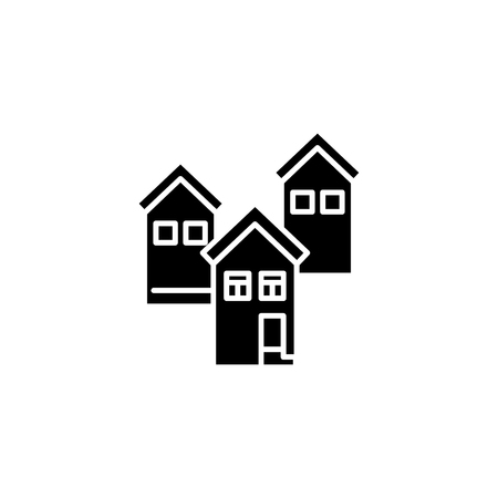 Residential block black icon concept. Residential block flat  vector symbol, sign, illustration.のイラスト素材