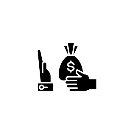 Refusal of a bribe black icon concept. Refusal of a bribe flat  vector symbol, sign, illustration.のイラスト素材