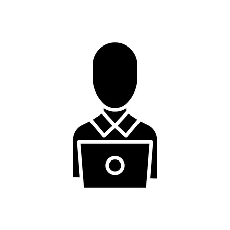 Remote worker black icon concept. Remote worker flat  vector symbol, sign, illustration.のイラスト素材