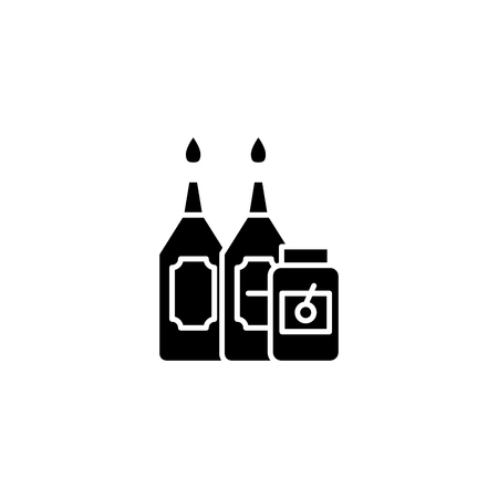 Sauces black icon concept. Sauces flat  vector symbol, sign, illustration.のイラスト素材
