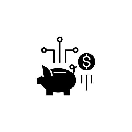 Savings black icon concept. Savings flat  vector symbol, sign, illustration.のイラスト素材
