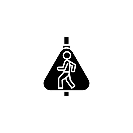 School zone sign black icon concept. School zone sign flat  vector symbol, sign, illustration.のイラスト素材