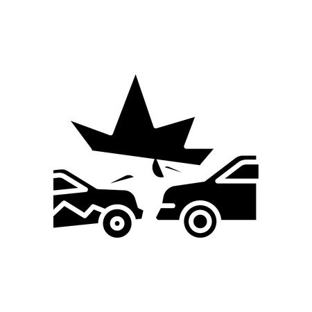 Road accident black icon concept. Road accident flat  vector symbol, sign, illustration.のイラスト素材
