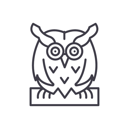 Bird owl black icon concept. Bird owl flat  vector symbol, sign, illustration.のイラスト素材