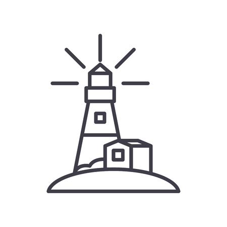 Lighthouse black icon concept. Lighthouse flat  vector symbol, sign, illustration.のイラスト素材