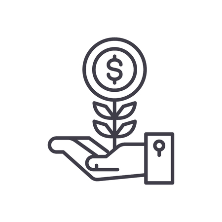 Initial revenue black icon concept. Initial revenue flat  vector symbol, sign, illustration.のイラスト素材