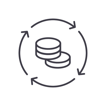 Turnover black icon concept. Turnover flat  vector symbol, sign, illustration.のイラスト素材