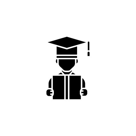 University graduate black icon concept. University graduate flat  vector symbol, sign, illustration.のイラスト素材