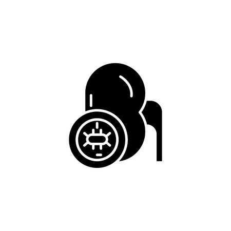 Urological examination black icon concept. Urological examination flat  vector symbol, sign, illustration.のイラスト素材