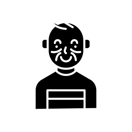 Young bully black icon concept. Young bully flat  vector symbol, sign, illustration.のイラスト素材