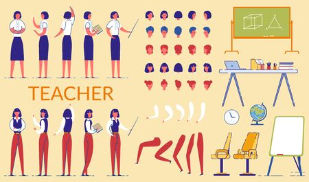 Teacher Woman Constructor in Formal Clothing.のイラスト素材