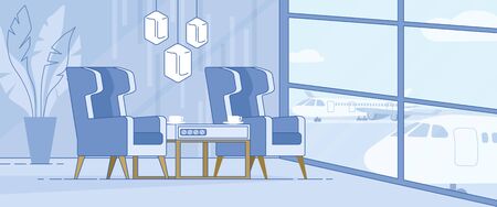 Modern Airport Terminal Luxury Lounge Area Vectorのイラスト素材