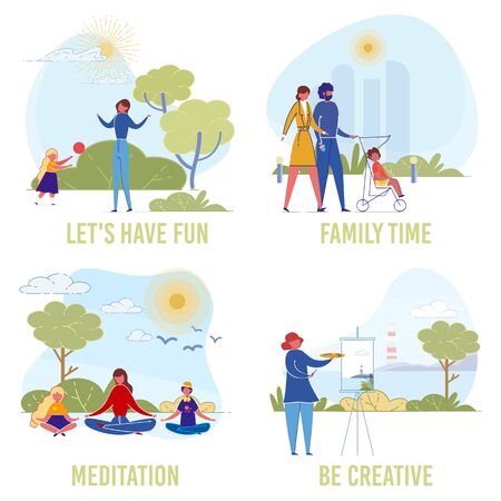 People Lead Healthy, Active and Creative Lifestyleのイラスト素材