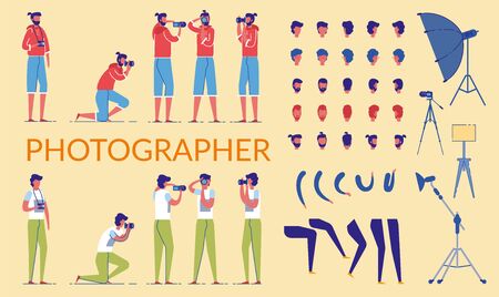 Photographer Character Constructor Kit or DIY Set.のイラスト素材