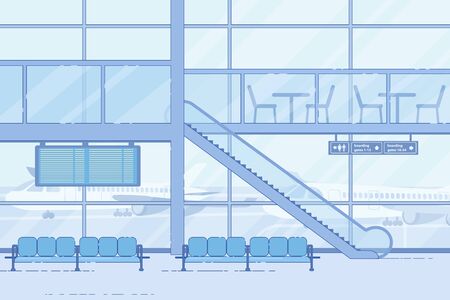 Modern Airport Waiting, Lounge Zone Flat Vectorのイラスト素材