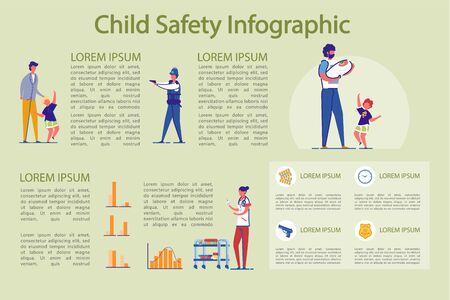 Child Safety Infographic Set with Parent and Kids.のイラスト素材