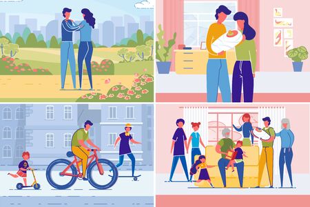 Couple Creating Family Set from Dating Parentingのイラスト素材