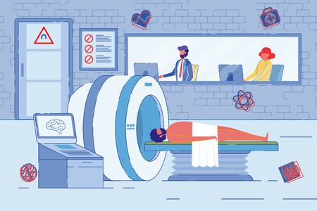 Doctors Scan Patients Body on MRI or Mrt Machine.のイラスト素材