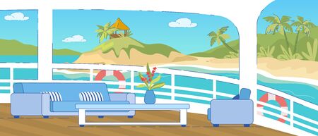 Couch Chair Table on Cruise Liner Deck with Viewのイラスト素材