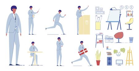 Professional Engineer Vector Cartoon Character Setのイラスト素材