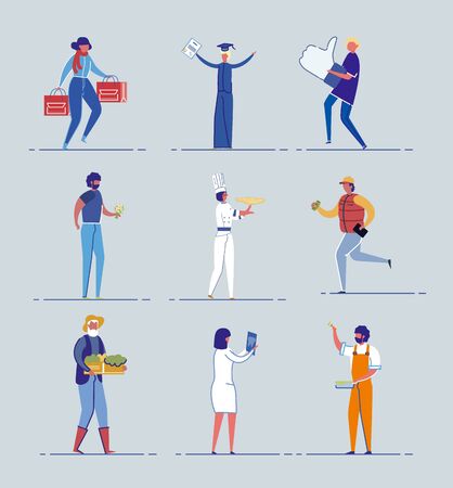 Students, Seniors and Professionals Character Set.のイラスト素材