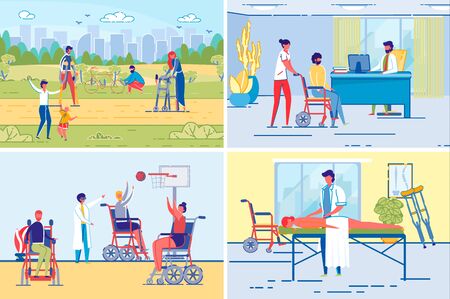 Active Disable or Handicapped People Lifestyle.のイラスト素材