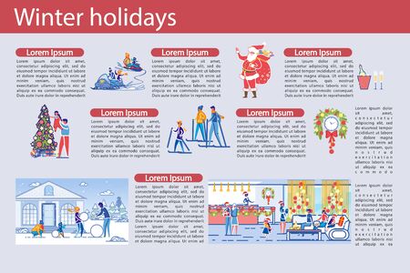 Flat Banner Written Winter Holidays, Cartoon.のイラスト素材