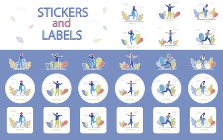 Recreational Pursuit Flat Vector Stickers Setのイラスト素材