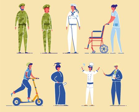 Diverse Professions Civil and Military Characters.のイラスト素材