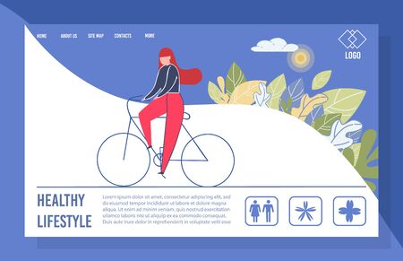 Sportive Lifestyle Landing Page Vector Templateのイラスト素材