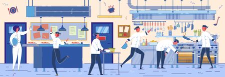 Working Restaurant Cooks, Chefs and Assisters.のイラスト素材