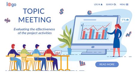 Topic Meeting Landing Page Flat Vector Templateのイラスト素材